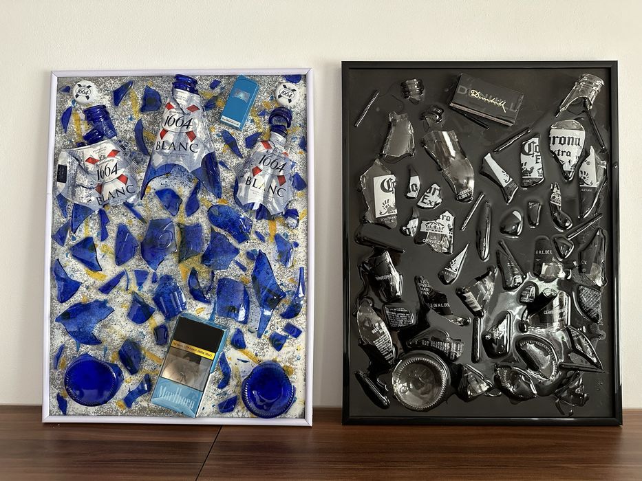 Tablou Artizanal din Sticla Sparta cu Rasina