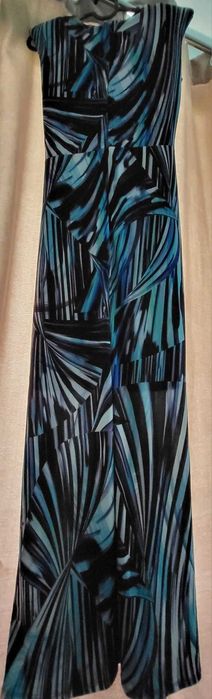 Rochie ETIC de vara lunga, decoltata, albastra, marimea 34