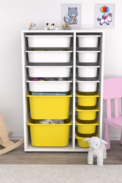 Органайзер, Етажерка за играчки, Мултифункционален шкаф с 14 кошници
