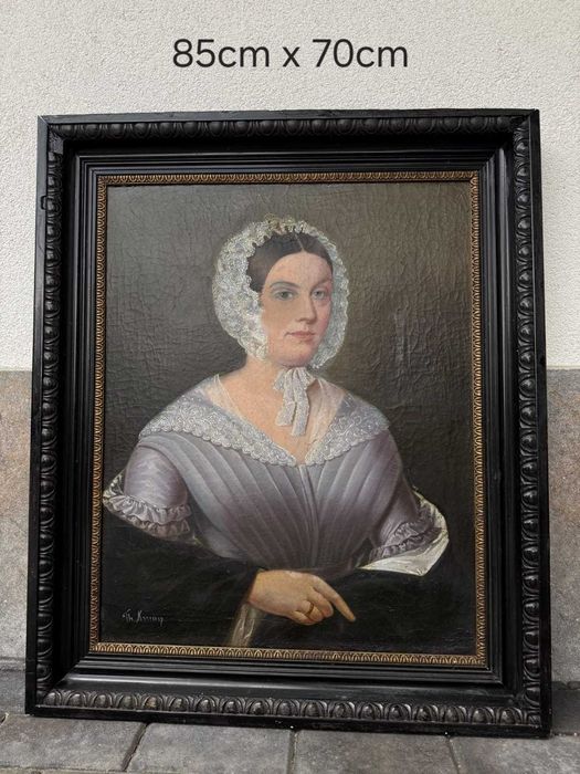 Pictura portret de doamnă în costum de epocă