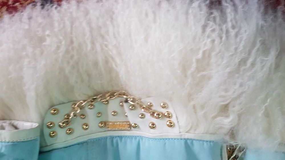 Италианско марково яке,естествен косъм лама,естествена кожа