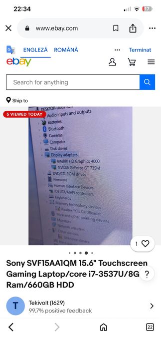 Vand laptopuri,sony vaio si lenovo legion y520