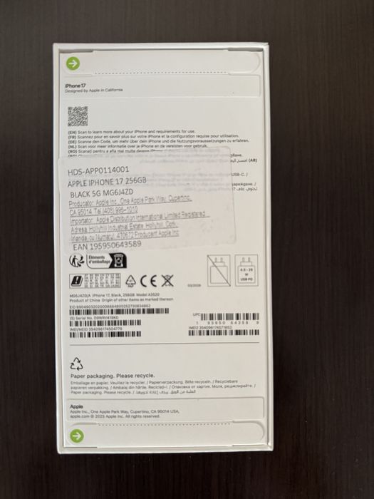 Iphone 17 256 gb Black NOU Sigilat
