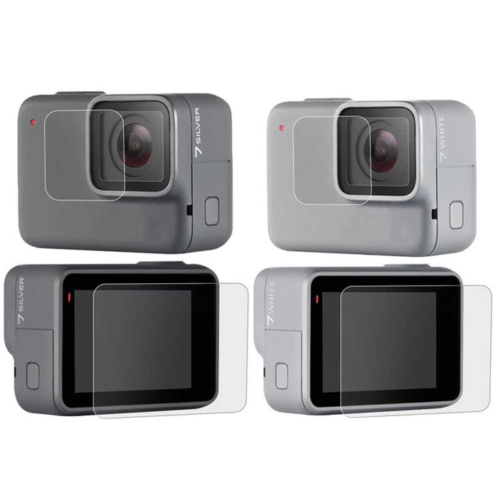 Pachet 2x Folie sticla display obiectiv protectie GoPro 5 6 7 Black