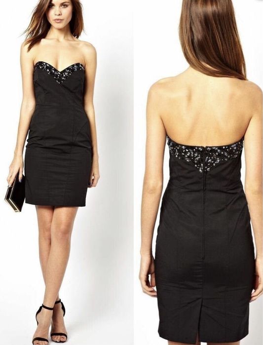 Warehouse Black Embellished Cocktail Dress, Nou, S