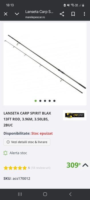 Set 3 lansete carp spirit blax de 3.90m 3,5lb 2tronsoane