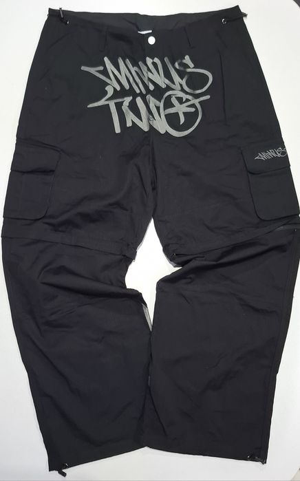 Pantaloni MINUS TWO, Detasabili, Negrii cu embroidery gri, Marimea 2XL