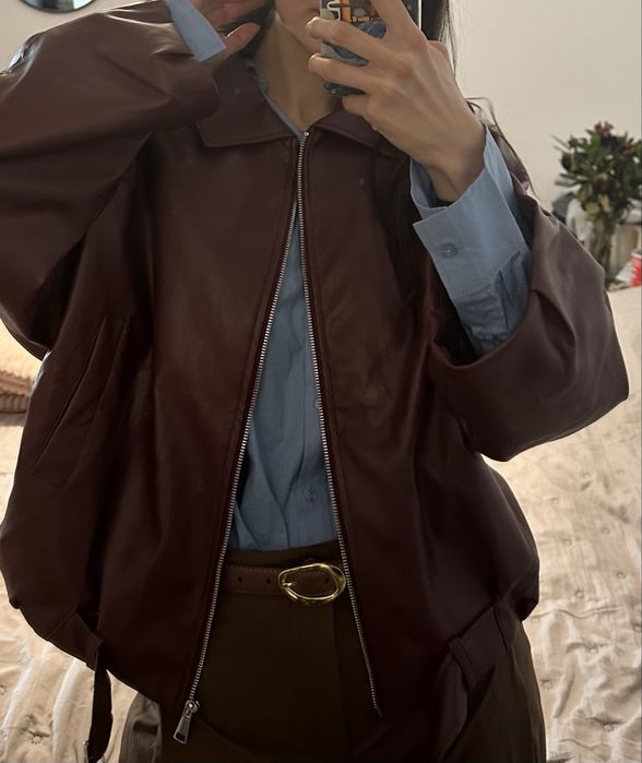 Кожено яке бордо