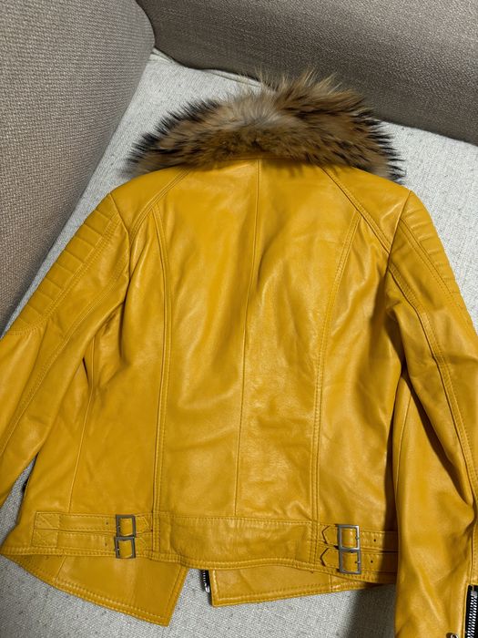 Geaca piele naturala si guler vulpe