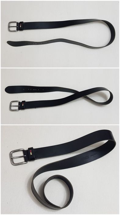 Curea Tommy Jeans din piele naturală neagră, 100 cm, made in Romania