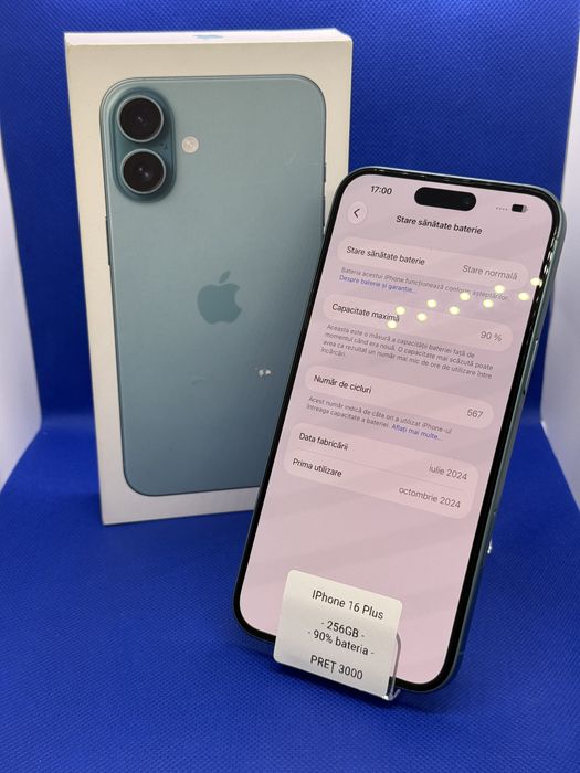 Magazin Vindem: Iphone 16 Plus, 256GB, 90% bateria