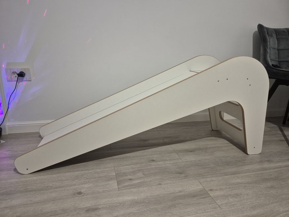 Tobogan din lemn copii Montessori alb