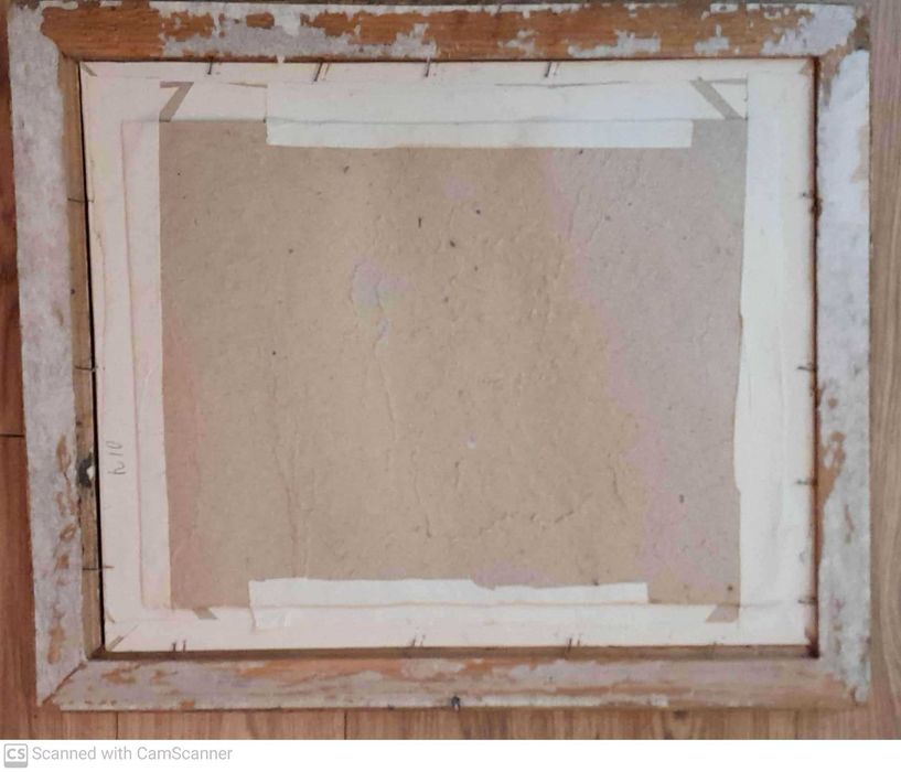 Marina cu vas portocaliu, tablou semnat Th. Florian  39x46 cm