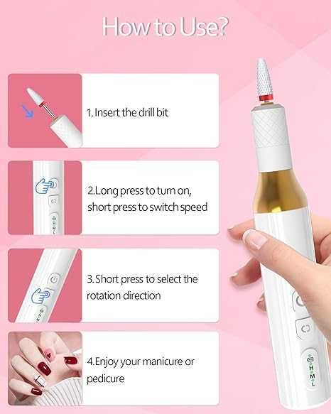 DEEHENK Комплект за маникюр- пила с 12 свредла и 6 шлифовъчни ленти