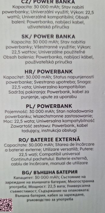 Power Bank de 30.000 mAh Li-Ion.