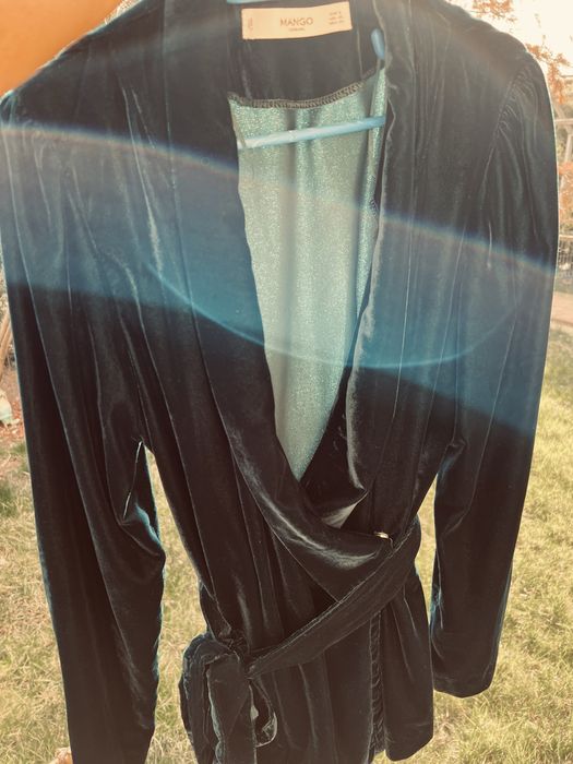 Sacou catifea Mango masura S verde smarald