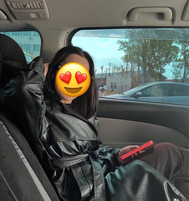 тренч кожанный черный модный