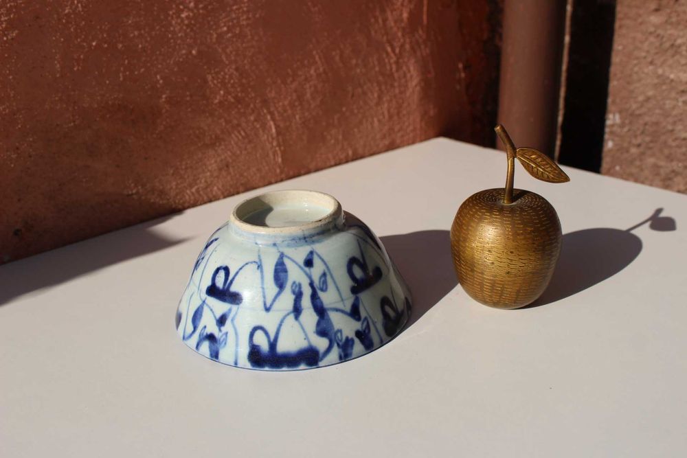 Bol portelan China, secol 19, Kitchen Qiing, albastru Cobalt