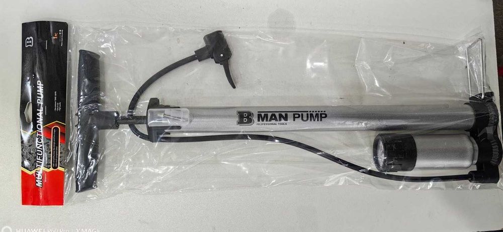 ТОП ЦЕНА!!! Ръчна Въздушна Помпа MAN с МАНОМЕТЪР за Помпане на Гуми.
