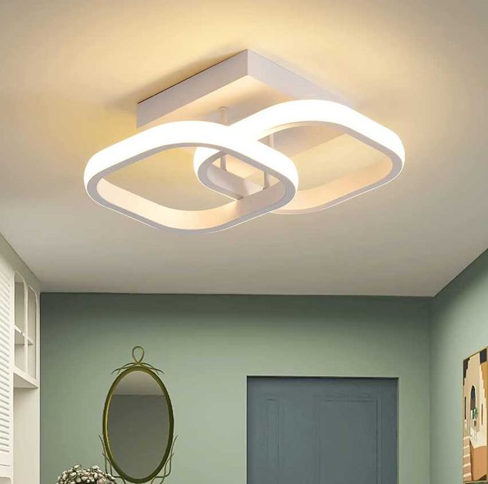 LED абажур 19 W 2 форми, Квадратни,Топла светлина 3000K, Бял