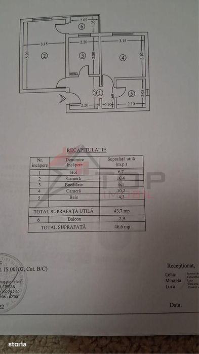 Etaj 2 - Piata Alexandru - 2 camere decomandat cu geam la baie, liber — fotografia 1
