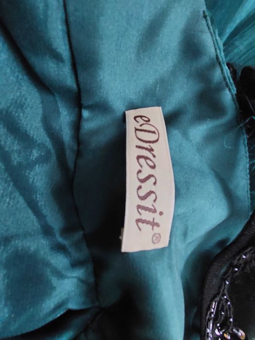 Rochie ocazie verde smarald, lungă, dantelă și șifon, mărime 48 (UK20)