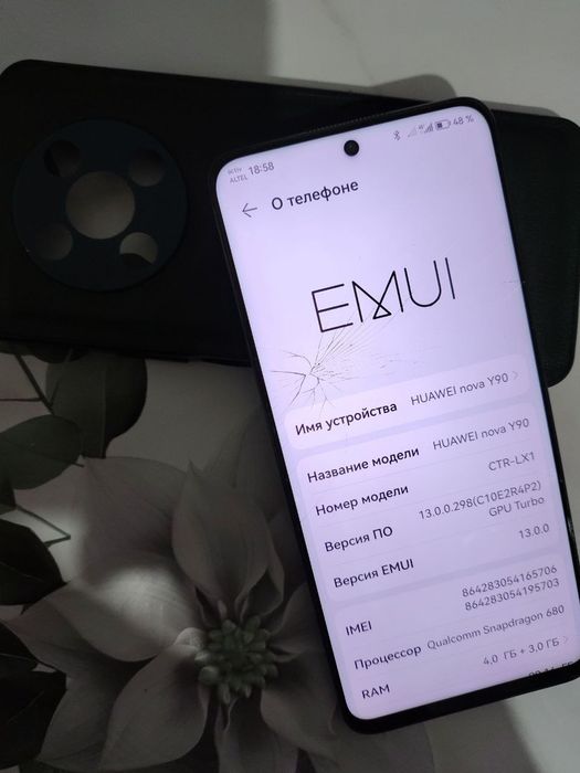 Huawei Nova Y90 128/4+3gb/77% батарея
