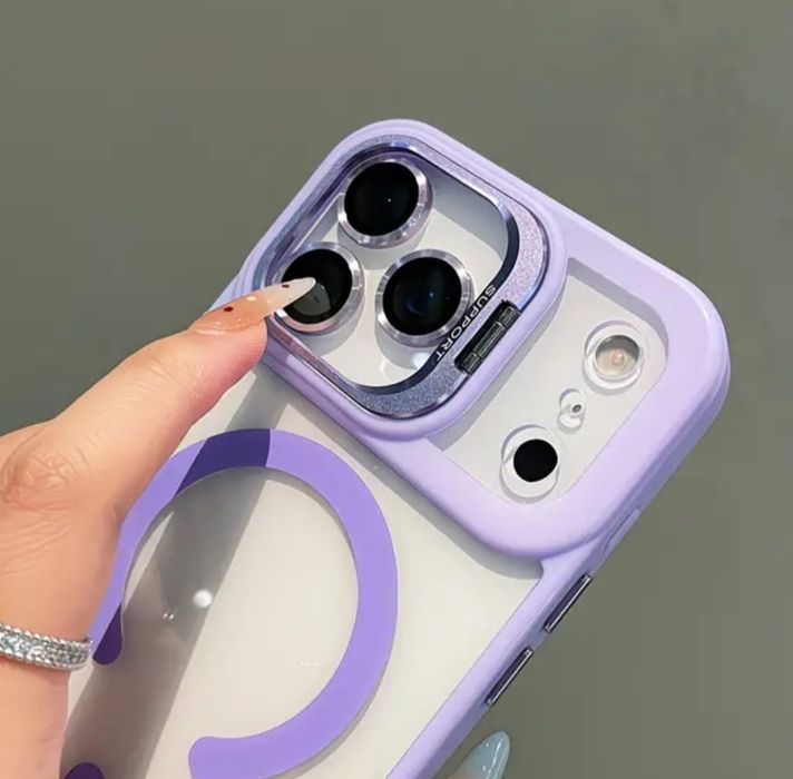 iPhone 17,16,15,14,13,12  Magsafe case с протектори за камерата,стойка