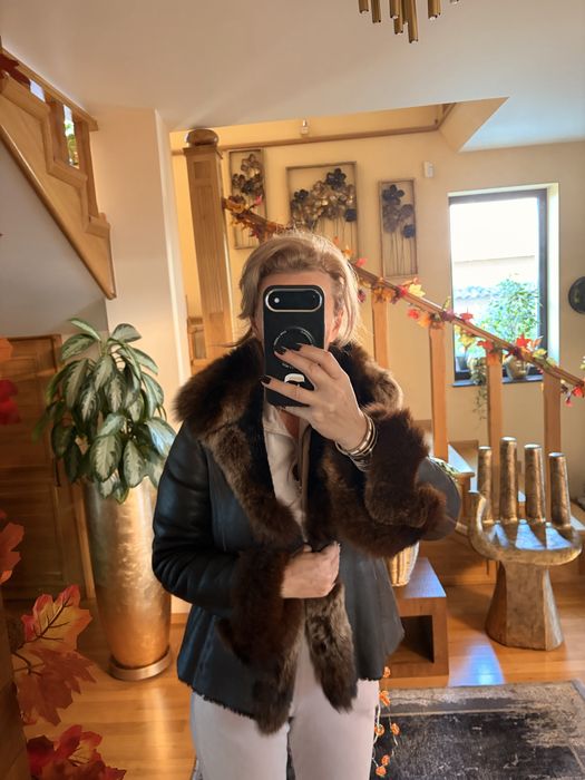 Cojoc piele si blana naturala,firma Geronimo