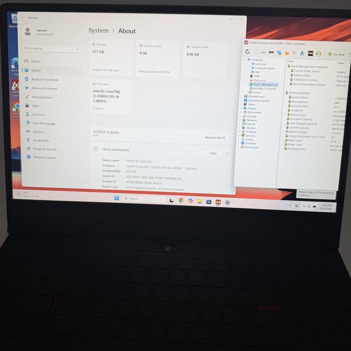 Lenovo Legion Y540/i5-9300H/GTX 1650/512GB NVMe/12GB DDR4