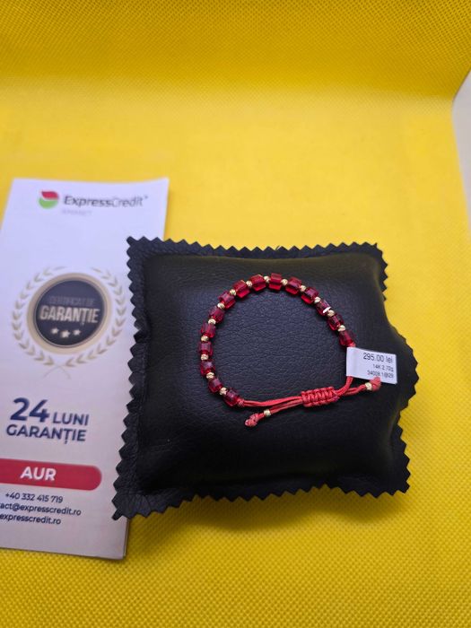 Bratara aur 14k cu snur rosu (Ag29 Siraj b.34008.1) Garantie 2 ani