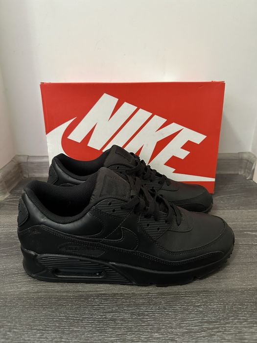 100% Оригинални!! Мъжки черни кожени маратонки Nike Air Max 90 Leather