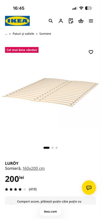 Pat IKEA MALM + 2 noptiere MALM
