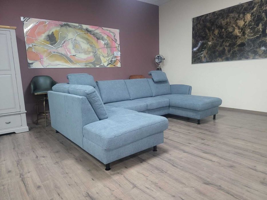 ПРОМОЦИЯ!!! Син ъглов П образен диван от плат LS404520