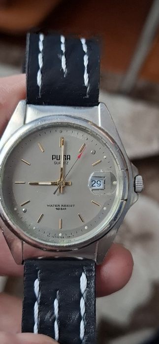 PUMA ceas de mînă bărbătesc cu baterie și curea din piele naturală.