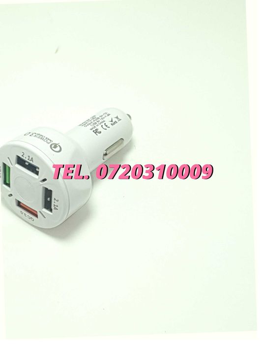 Incarcator Masina Auto 4 Porturi Bricheta Usb Qc Incarcare Rapida