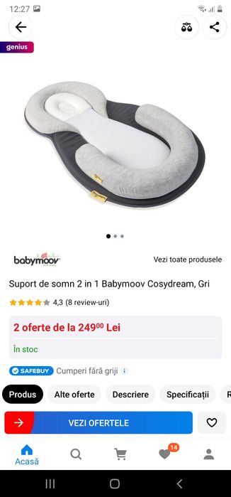Suport de somn babymoov 2 în 1