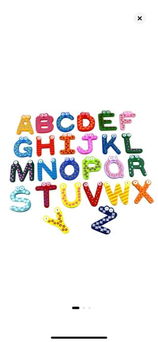 Set 26 litere magnetice din lemn, 6cm, Multicolor