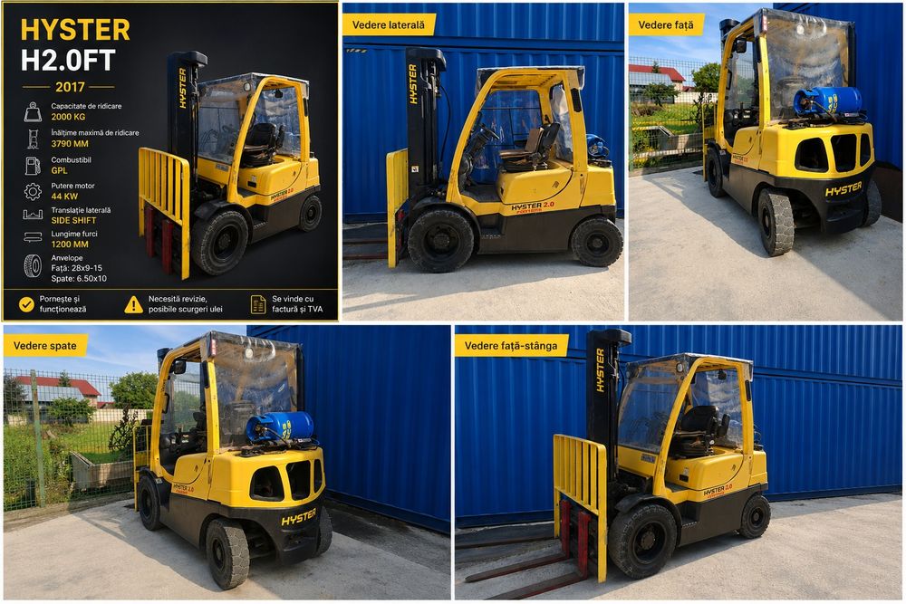 Stivuitor HYSTER H2.0FT – GPL – An 2017 – 2.000 kg – Side Shift – Factură + TVA