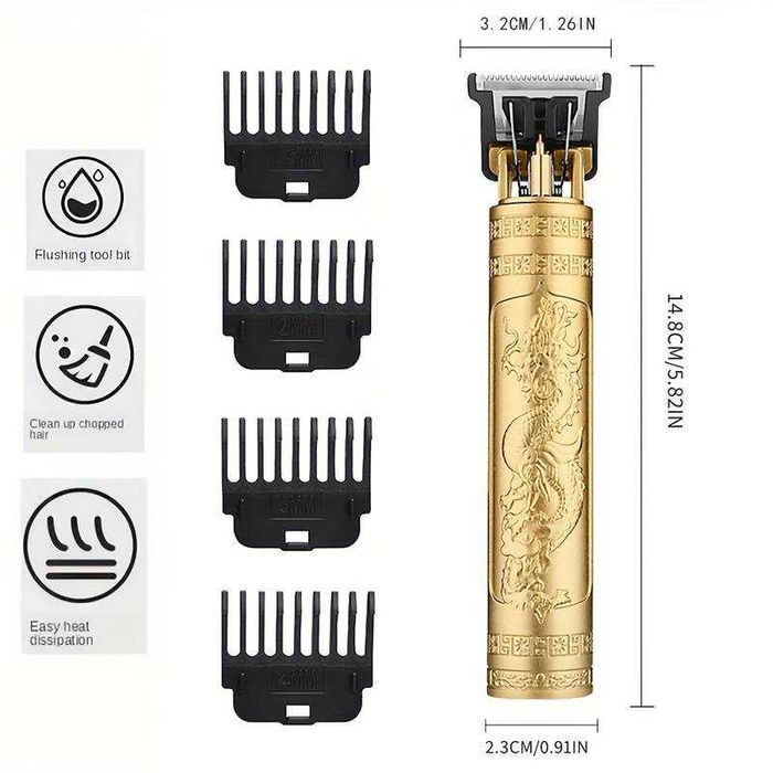 Masina tuns retusat barba perciuni acumulator schimbabil incarcare la USB 5V. 4 distantieri. Trimmer electric profesional cu baterie de litiu,
