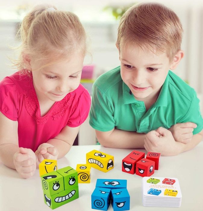Дървена игра за изразяване на емоции FACEMATCH / дървени играчки.