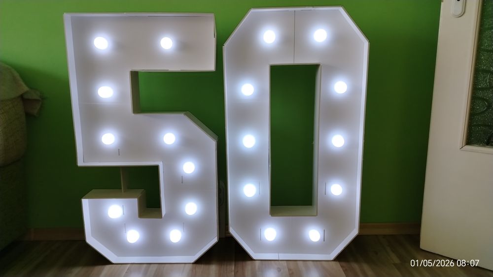 Обемни светещи цифри за 50 годишнина