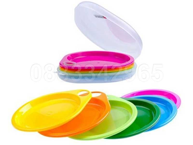 НОВИ! Поднос с 6 чинии къмпинг, парти сет