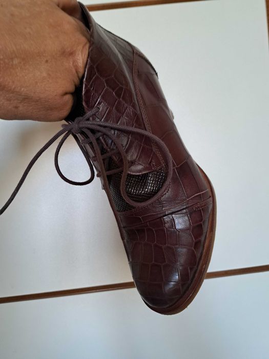 Кожени обувки Zinda, елегантни полуботи с ток, кафяви, естествена кожа