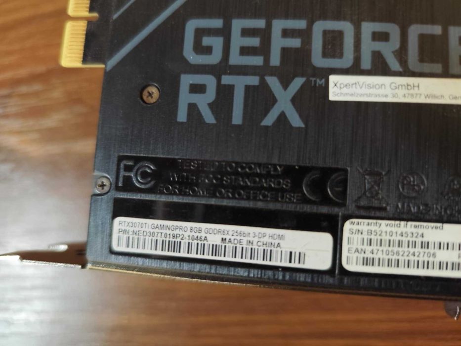 Видео карта GPU RTX 3070 TI Palit Gaming Pro