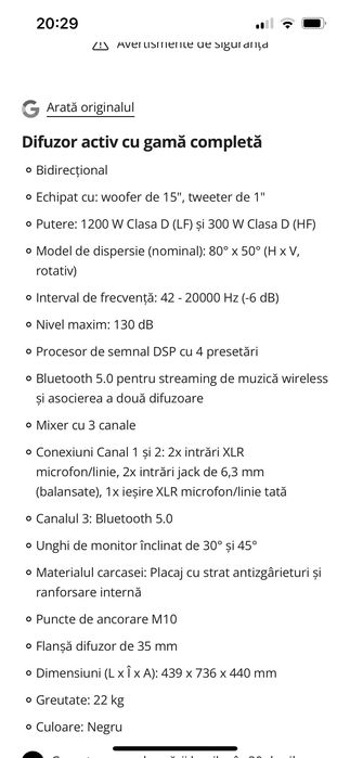 Vând boxe active Fbt xpro 115 A