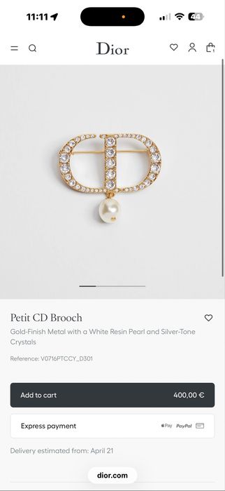 Brosa suflata cu aur si cristale Dior