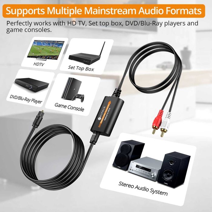 Cablu convertor audio digital optic SPDIF toslink la semnal analog RCA