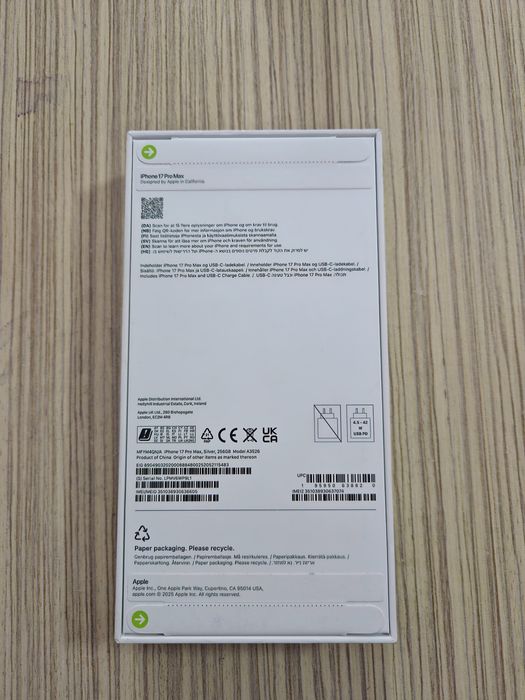iPhone 17 Pro Max Silver 256GB Sigilat