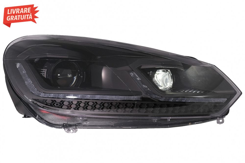 Faruri LED VW Golf 6 VI (2008-2013) Facelift G7.5 Design Negru Semnali